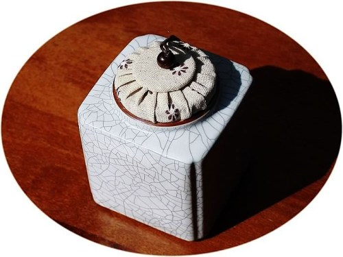 Ceramic tea canister small white